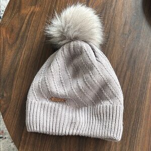 NWOT Apana Gray Knit Beanie with Pom Pom